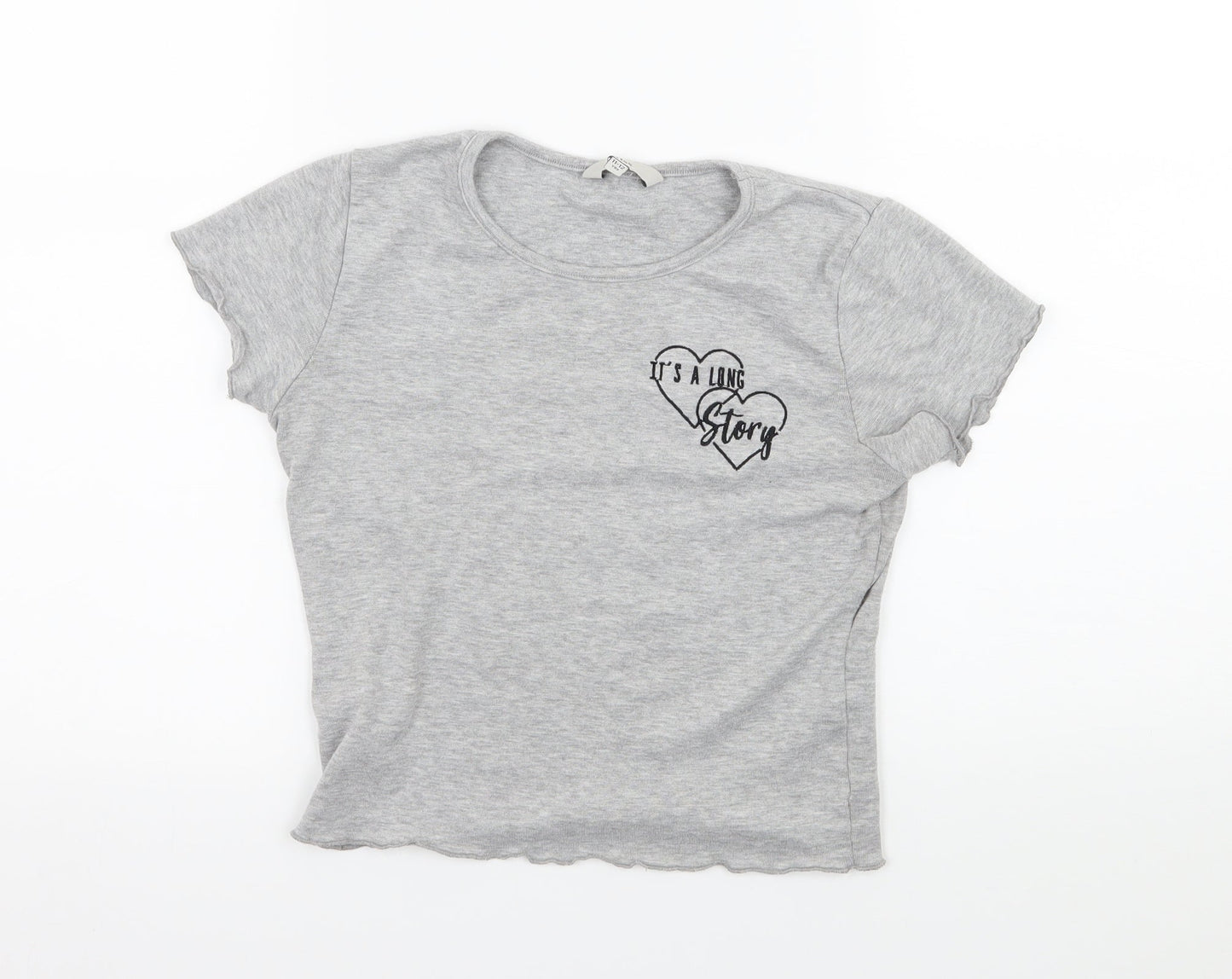 Miss Evie Girls Grey  Jersey Basic T-Shirt Size 11-12 Years  - It's a long story