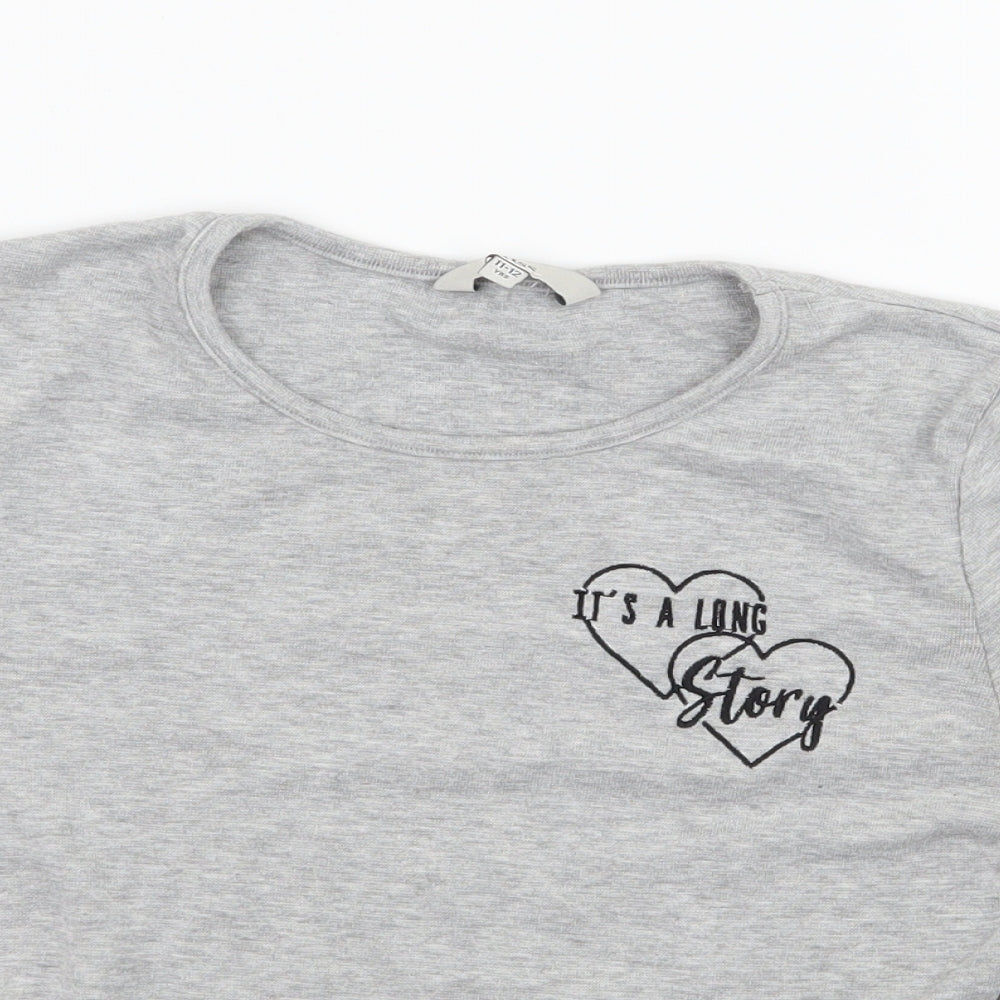 Miss Evie Girls Grey  Jersey Basic T-Shirt Size 11-12 Years  - It's a long story
