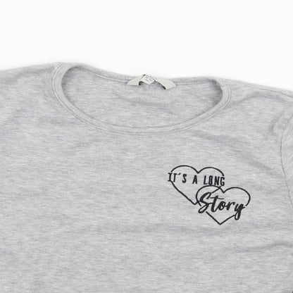 Miss Evie Girls Grey  Jersey Basic T-Shirt Size 11-12 Years  - It's a long story