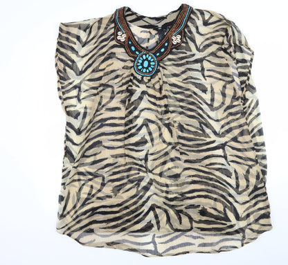 H&M Womens Brown Striped Chiffon Kaftan  Size 6  - Beach wear