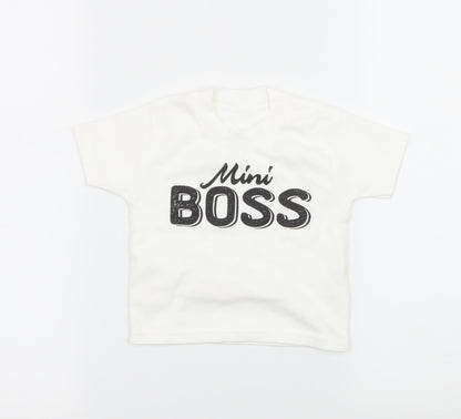 Preworn Baby White  Jersey Basic T-Shirt Size 0-3 Months  - Mini Boss