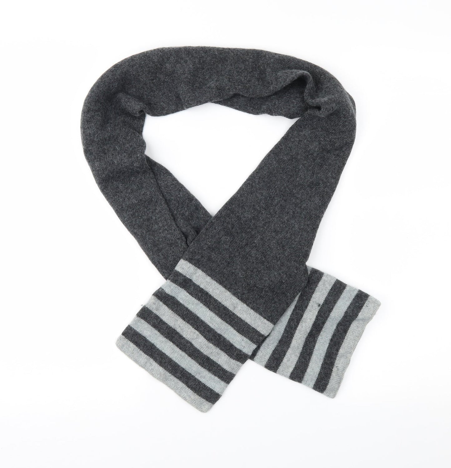 Preworn Mens Grey Striped Knit Rectangle Scarf Scarf Size Regular