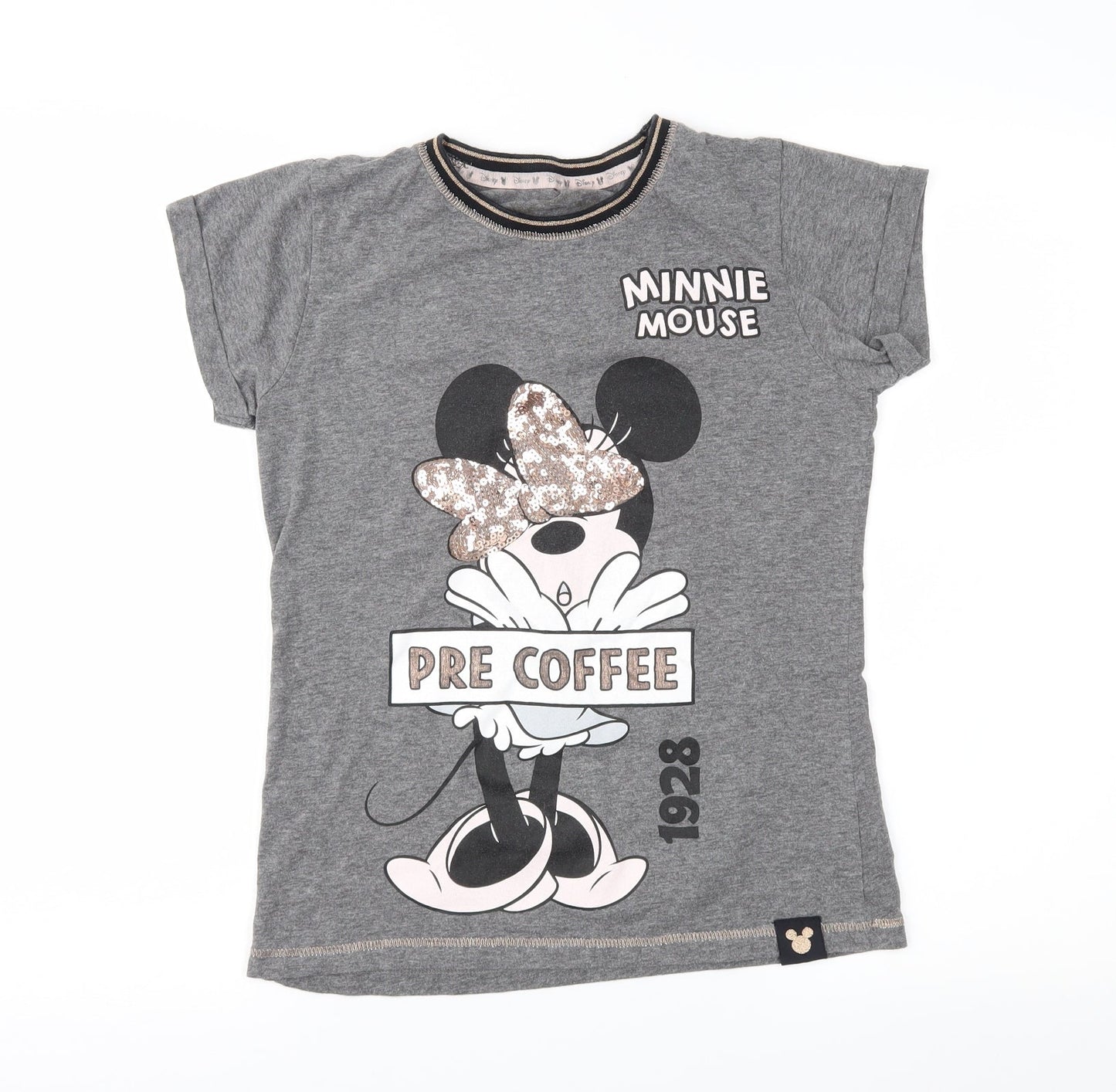 Disney Womens Grey Geometric  Top Pyjama Top Size S  - Minnie Mouse