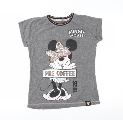Disney Womens Grey Geometric  Top Pyjama Top Size S  - Minnie Mouse