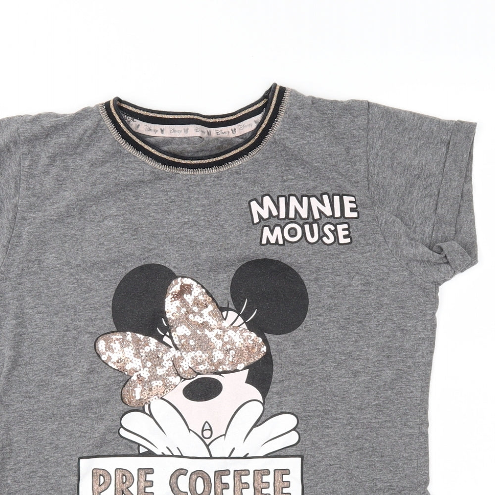 Disney Womens Grey Geometric  Top Pyjama Top Size S  - Minnie Mouse