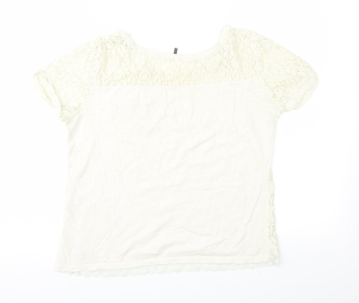 Poof Womens Ivory  Lace Basic Blouse Size L