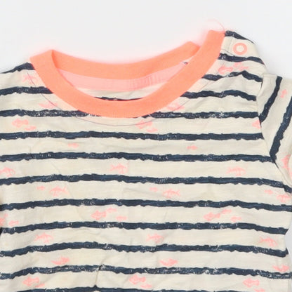 Marks and Spencer Baby White Striped  Basic T-Shirt Size 0-3 Months