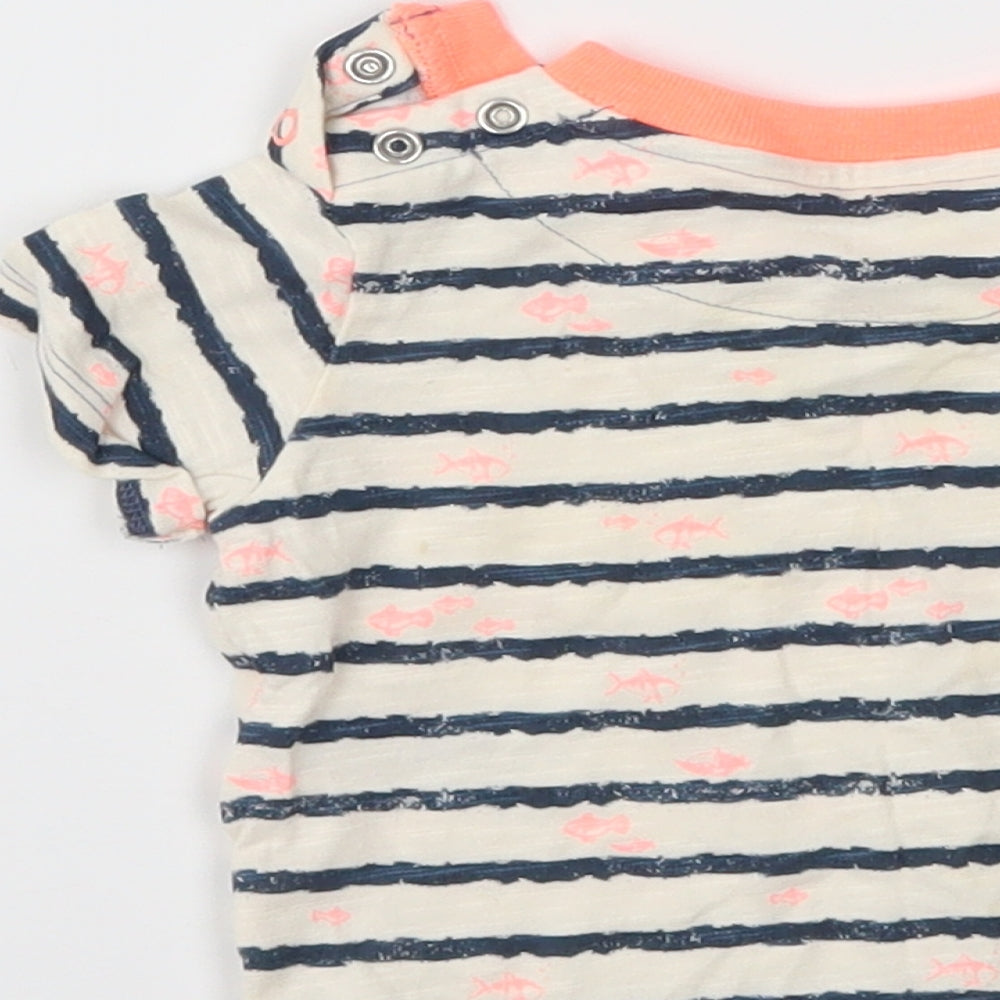 Marks and Spencer Baby White Striped  Basic T-Shirt Size 0-3 Months