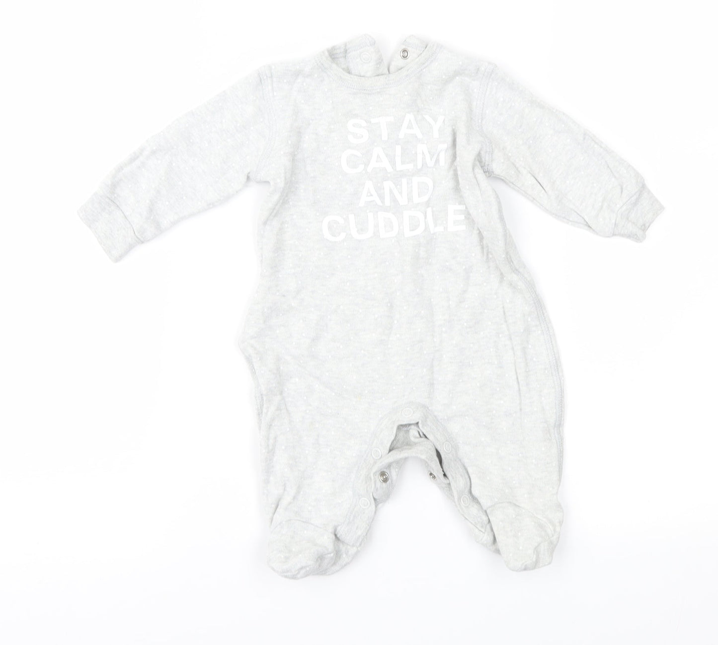 Matalan Baby Grey Polka Dot  Babygrow One-Piece Size 0-3 Months