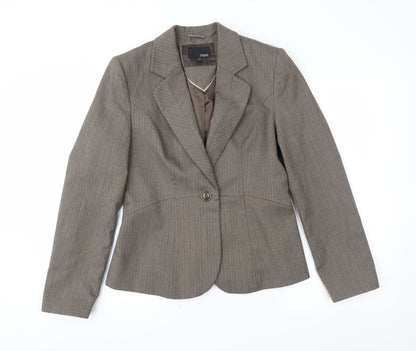 NEXT Womens Brown Striped  Jacket Suit Jacket Size 12