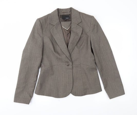 NEXT Womens Brown Striped  Jacket Suit Jacket Size 12
