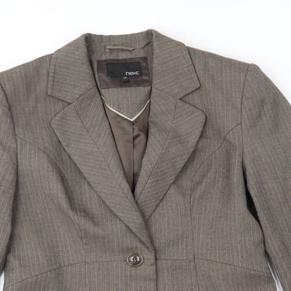 NEXT Womens Brown Striped  Jacket Suit Jacket Size 12