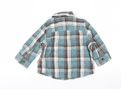 Mothercare Boys Blue Check  Basic Button-Up Size 9-12 Months