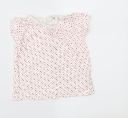 F&F Girls White Polka Dot  Basic T-Shirt Size 12-18 Months