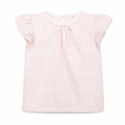 F&F Girls White Polka Dot  Basic T-Shirt Size 12-18 Months