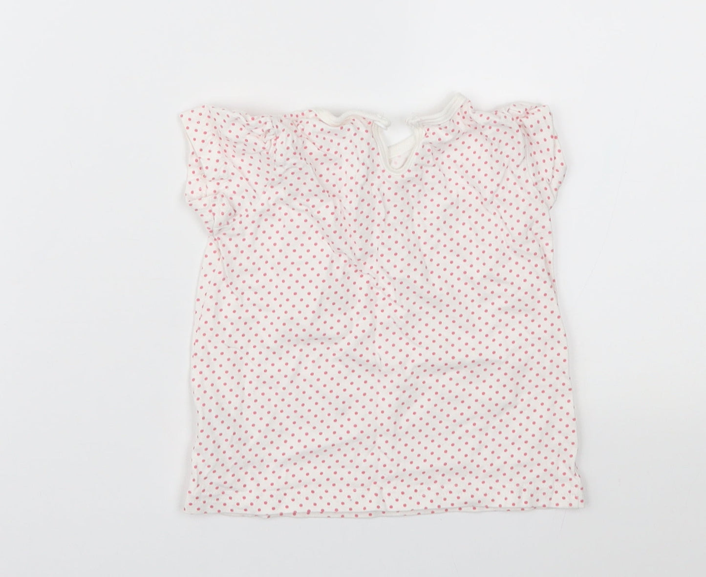 F&F Girls White Polka Dot  Basic T-Shirt Size 12-18 Months