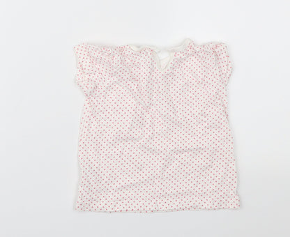 F&F Girls White Polka Dot  Basic T-Shirt Size 12-18 Months