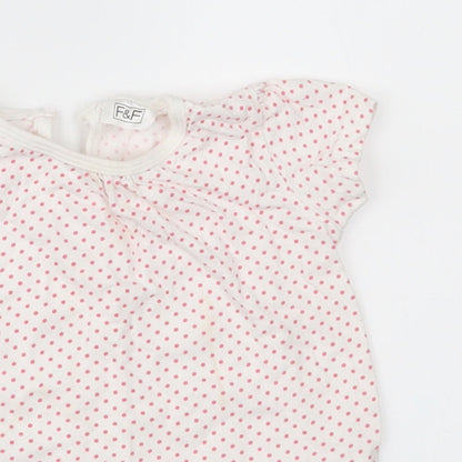 F&F Girls White Polka Dot  Basic T-Shirt Size 12-18 Months