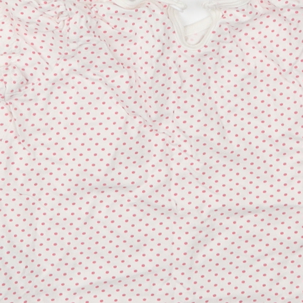 F&F Girls White Polka Dot  Basic T-Shirt Size 12-18 Months