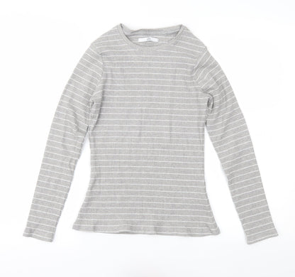 Marks and Spencer Girls Grey Striped  Pullover Jumper Size 12-13 Years