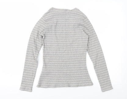 Marks and Spencer Girls Grey Striped  Pullover Jumper Size 12-13 Years