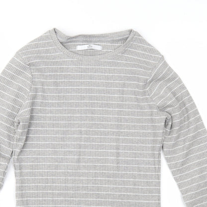 Marks and Spencer Girls Grey Striped  Pullover Jumper Size 12-13 Years