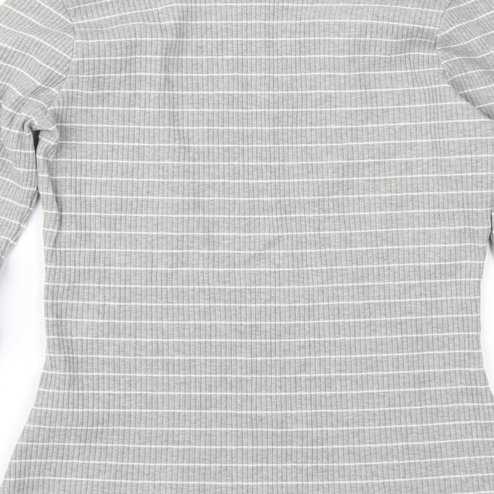 Marks and Spencer Girls Grey Striped  Pullover Jumper Size 12-13 Years