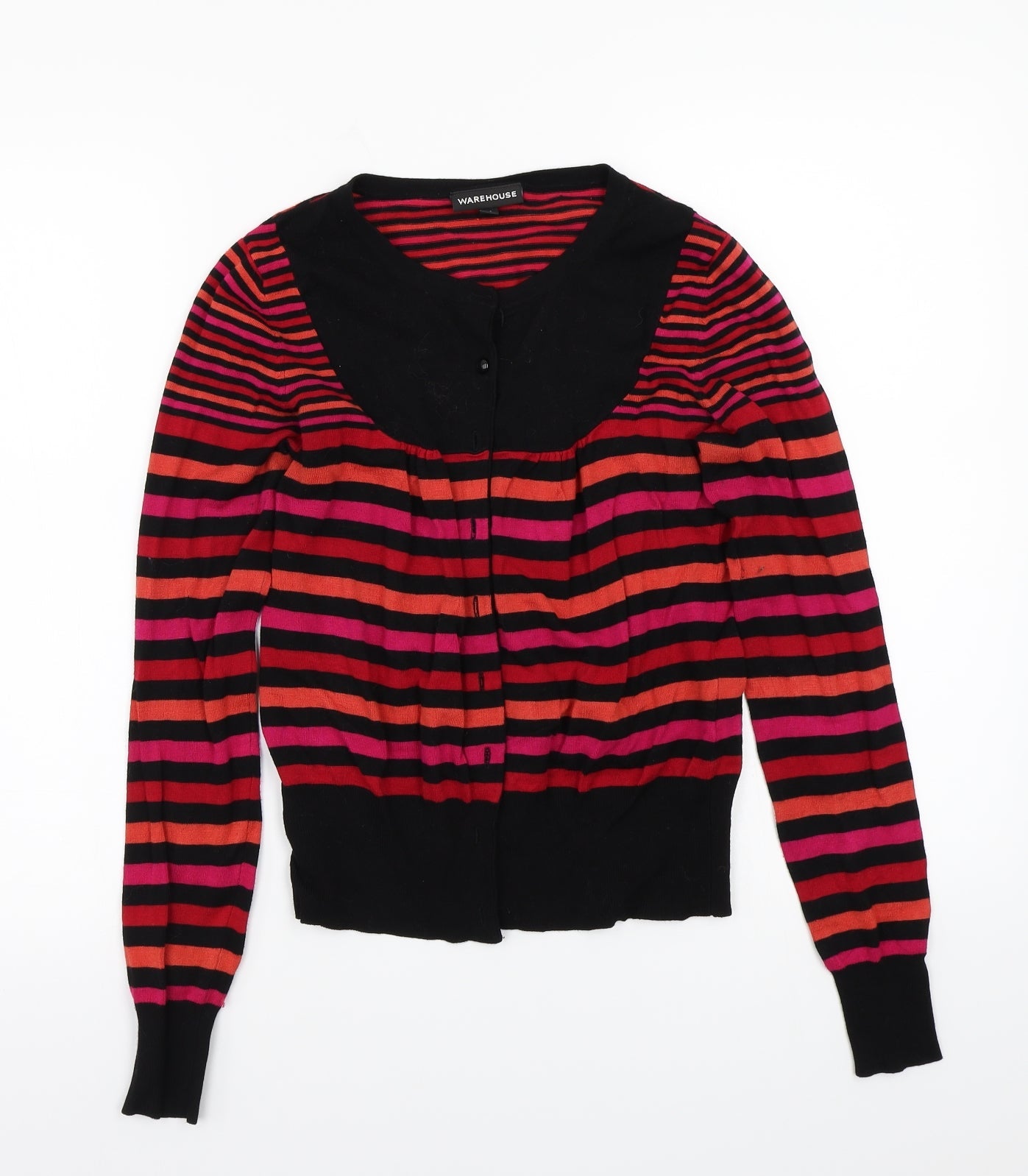 Warehouse Womens Black Striped  Cardigan Jumper Size 10