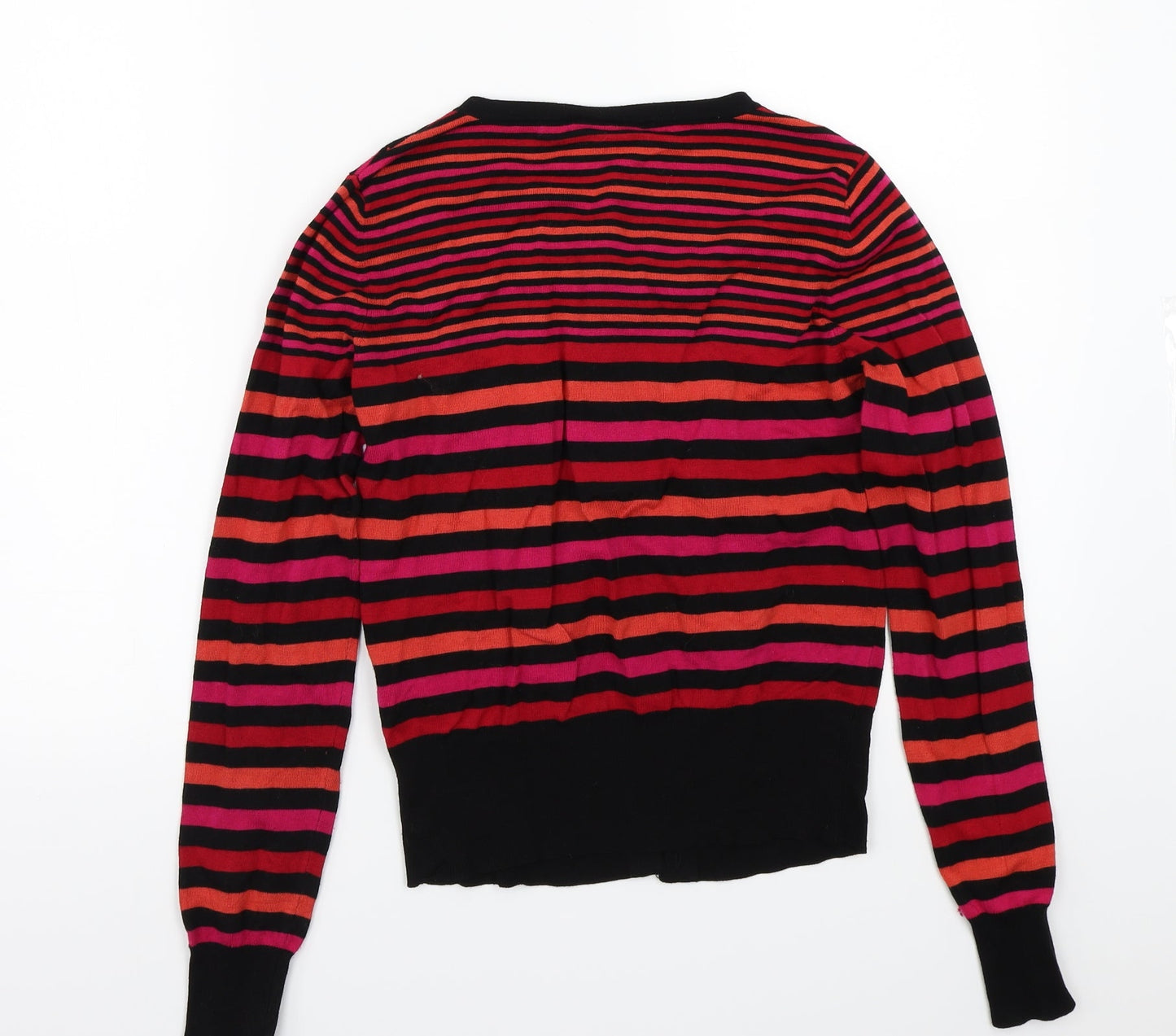 Warehouse Womens Black Striped  Cardigan Jumper Size 10