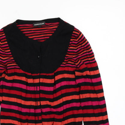 Warehouse Womens Black Striped  Cardigan Jumper Size 10