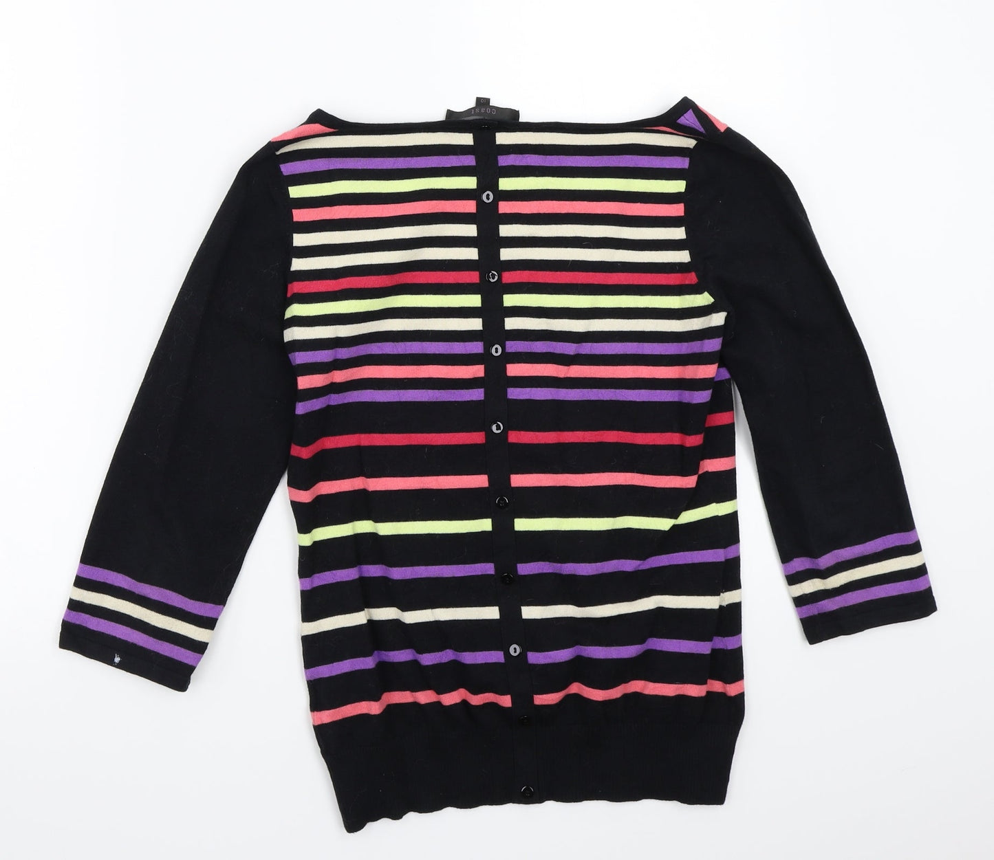 Coast Womens Black Striped  Cardigan Jumper Size 10