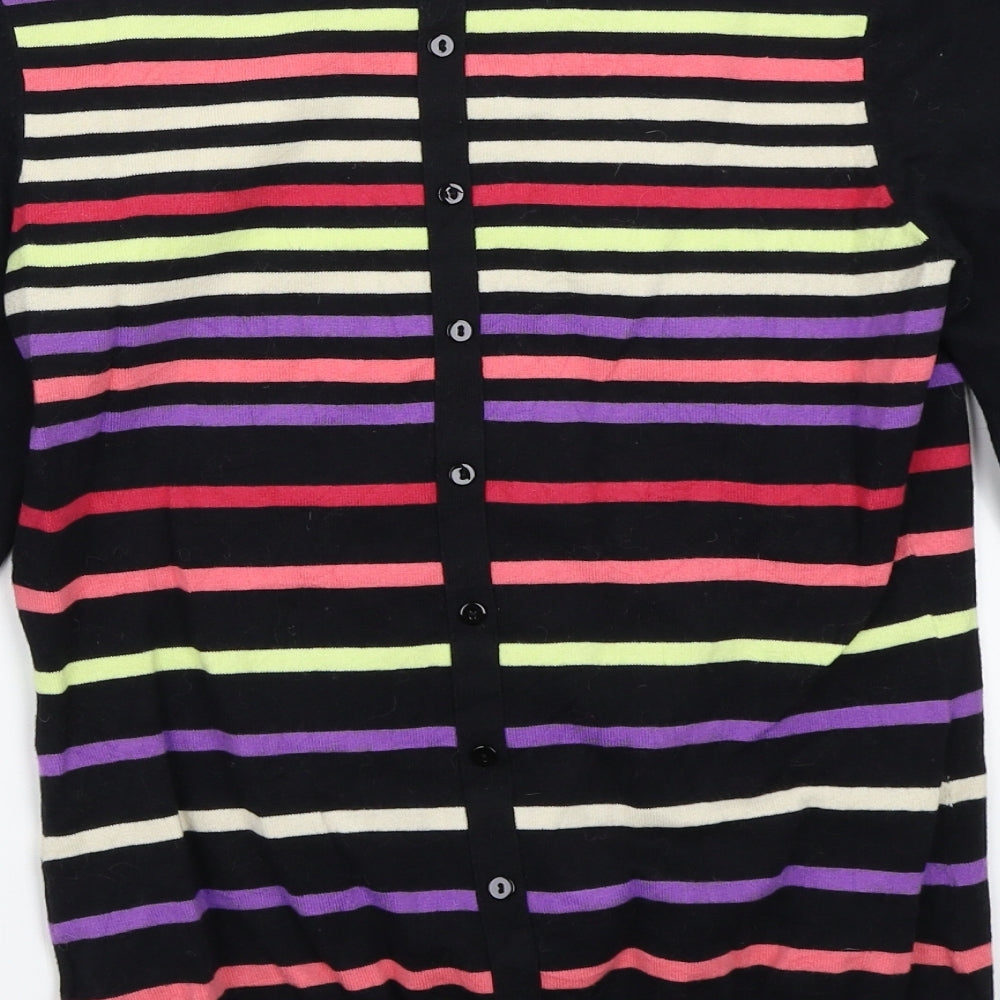 Coast Womens Black Striped  Cardigan Jumper Size 10