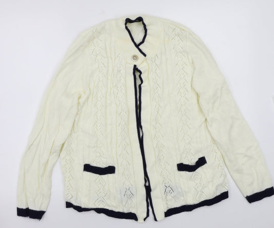 Glimpse Design Womens White   Cardigan Jumper Size L