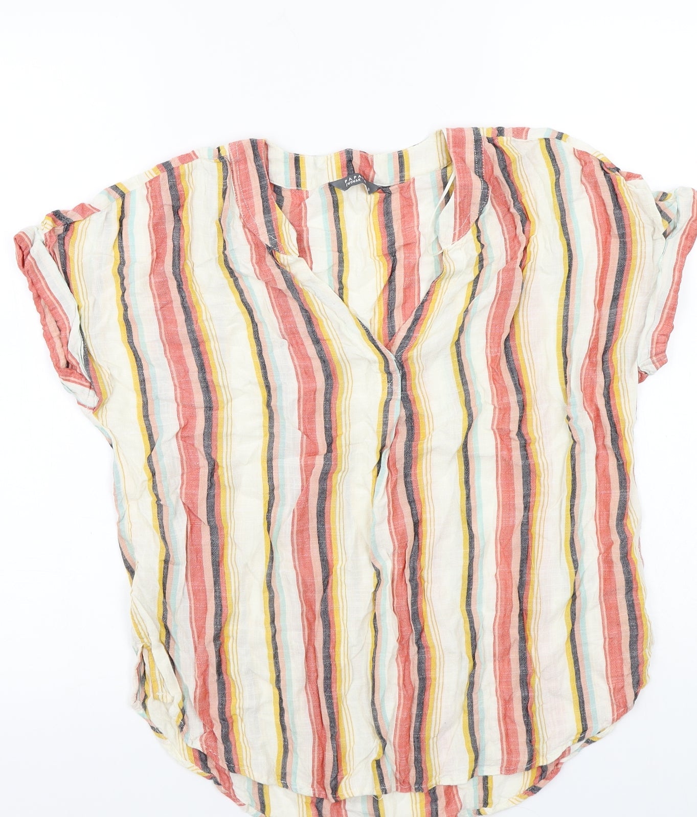 Papaya Womens White Striped  Basic Blouse Size 8