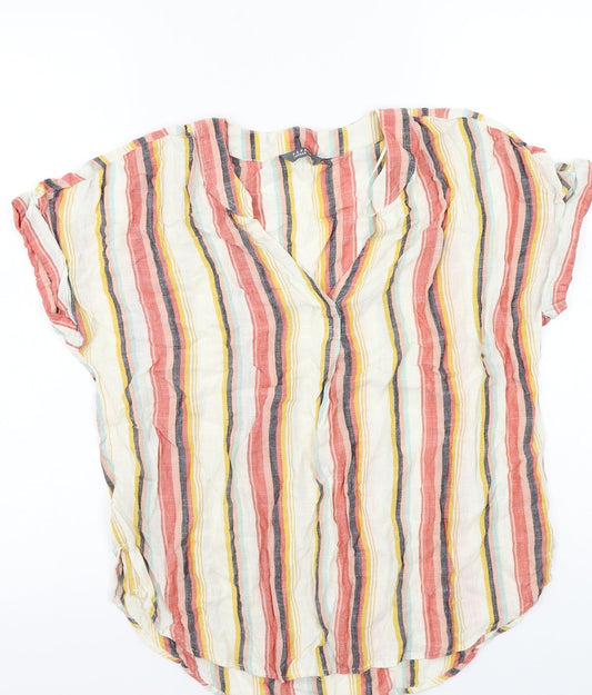 Papaya Womens White Striped  Basic Blouse Size 8