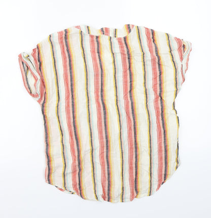 Papaya Womens White Striped  Basic Blouse Size 8