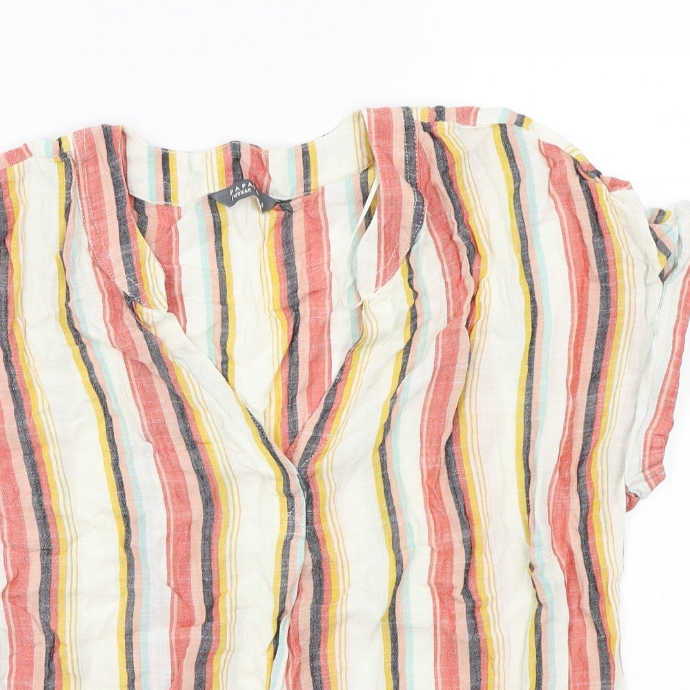 Papaya Womens White Striped  Basic Blouse Size 8