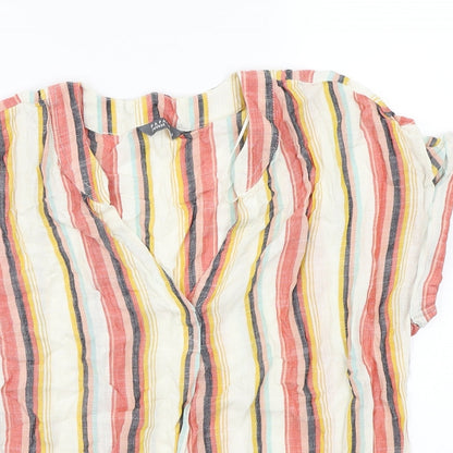 Papaya Womens White Striped  Basic Blouse Size 8