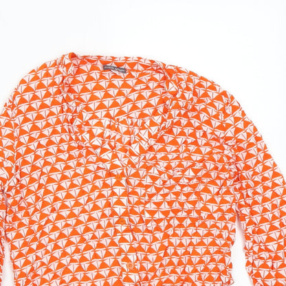 White singer Womens Orange Geometric  Basic Button-Up Size XS