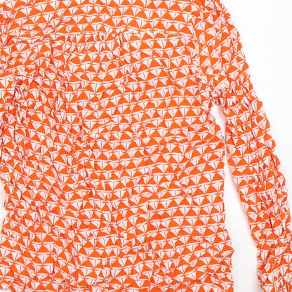 White singer Womens Orange Geometric  Basic Button-Up Size XS