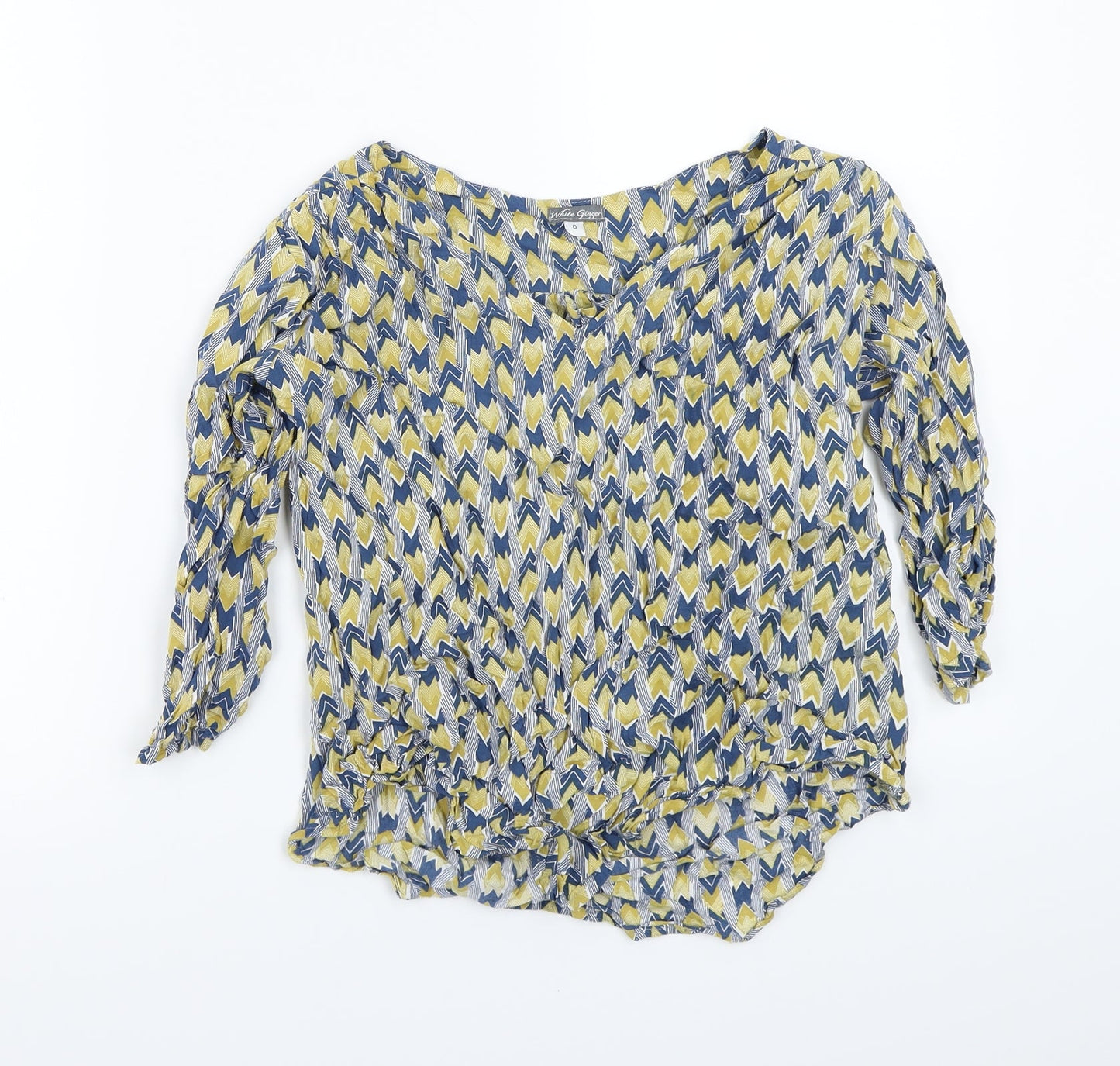 White ginger Womens Blue Geometric  Basic T-Shirt Size XS