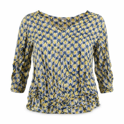 White ginger Womens Blue Geometric  Basic T-Shirt Size XS