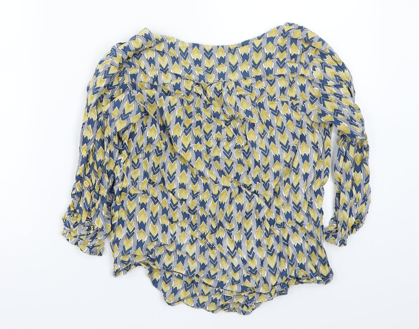 White ginger Womens Blue Geometric  Basic T-Shirt Size XS