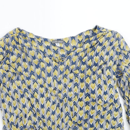 White ginger Womens Blue Geometric  Basic T-Shirt Size XS
