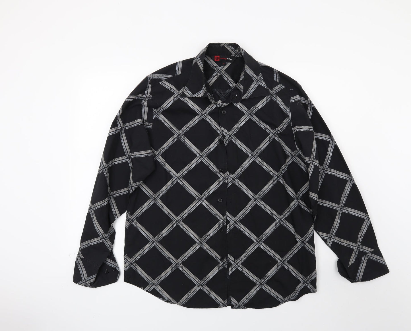 Mens UK Size M Cutting Edge Black  Button-Up Long Sleeve Casual Shirt