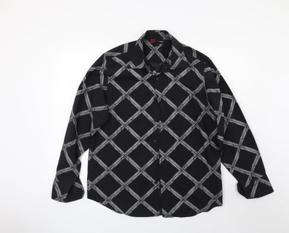 Mens UK Size M Cutting Edge Black  Button-Up Long Sleeve Casual Shirt