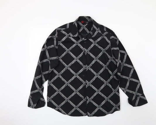 Mens UK Size M Cutting Edge Black  Button-Up Long Sleeve Casual Shirt