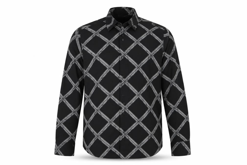 Mens UK Size M Cutting Edge Black  Button-Up Long Sleeve Casual Shirt