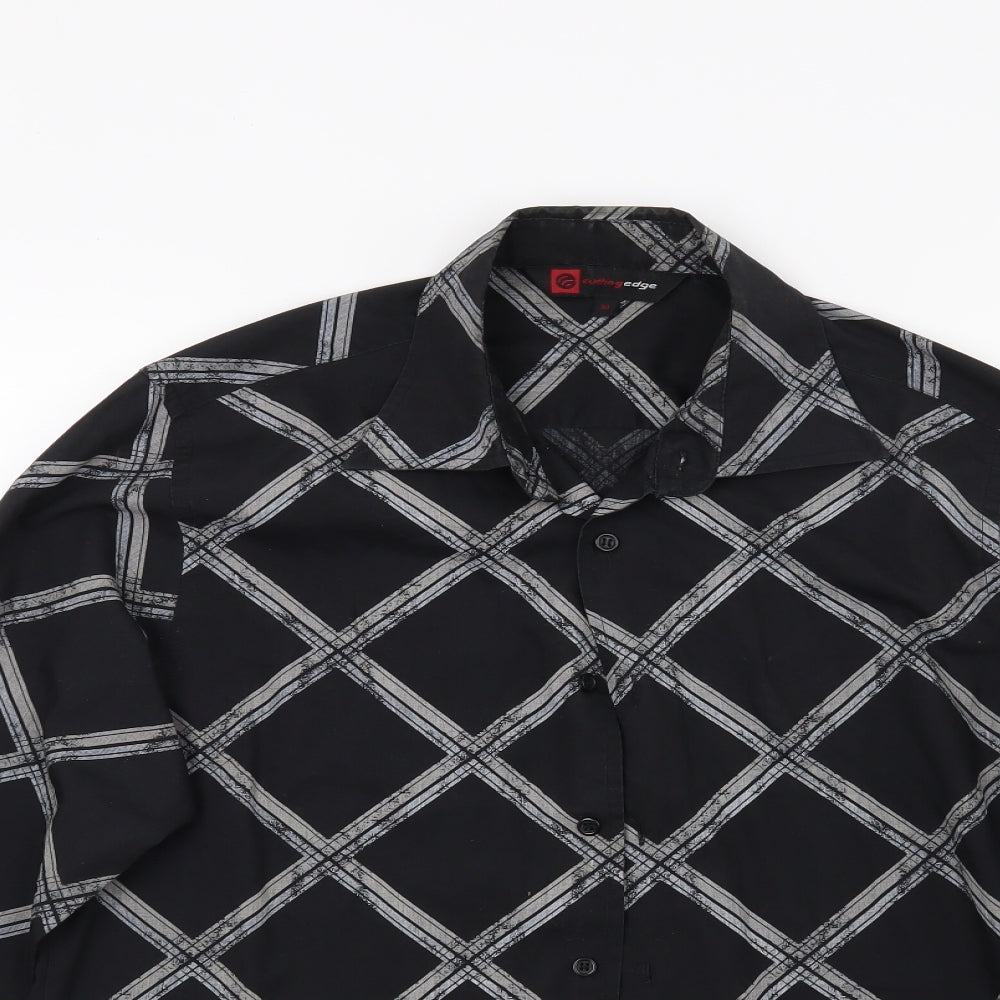 Mens UK Size M Cutting Edge Black  Button-Up Long Sleeve Casual Shirt