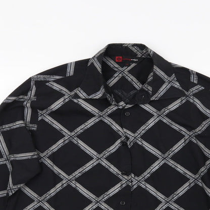 Mens UK Size M Cutting Edge Black  Button-Up Long Sleeve Casual Shirt